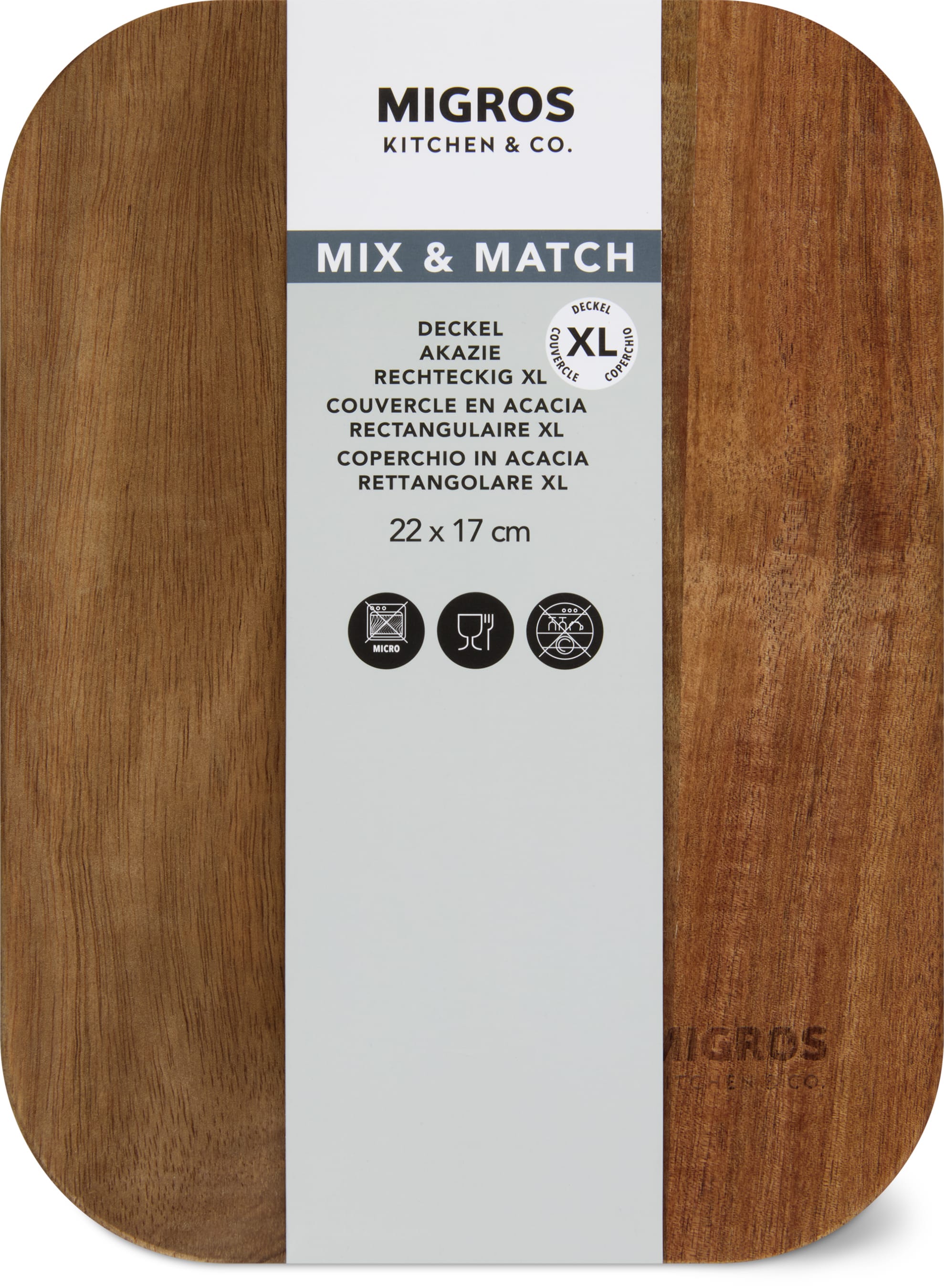 Coperchio in legno d'acacia XL, 22,2 cm x 16,7 cm
